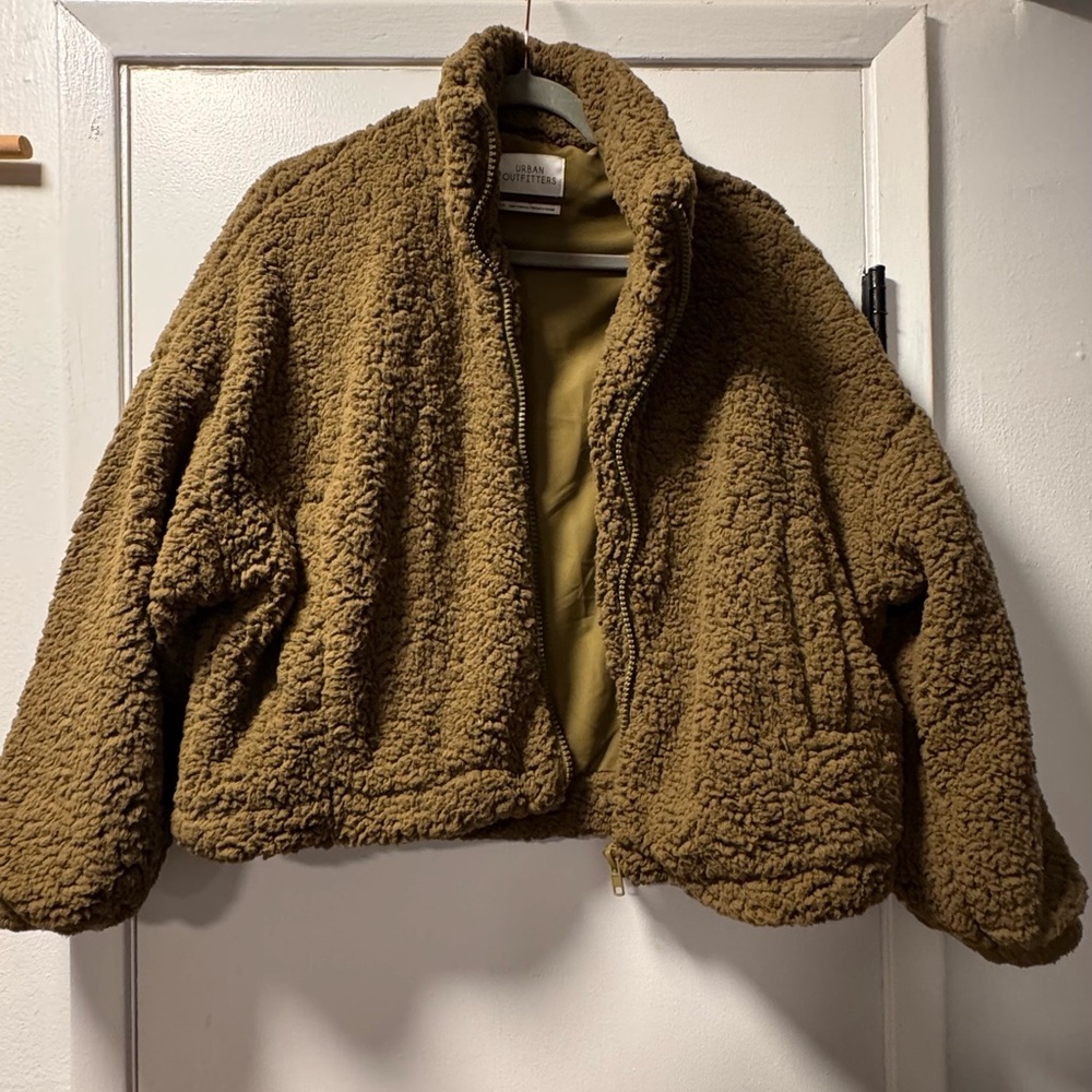 Urban Outfitters army green Sherpa Jacket